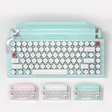 This gorgeous underwood model f typewriter has been lovingly restored and then modified to work as a usb/bluetooth keyboard for pc, mac, or even ipad! Qwerkywriter Color Mint Typewriter Inspired Mechanical Keyboard Limited Edition Typewriter Keyboard Ipad Accessories