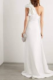 Maticevski Captivate Gathered Cady Gown White Simple Wedding Dress With Sleeves Lace Wedding Dress With Sleeves Wedding Dresses Unique