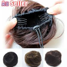 Repeat this step for the other braid. Women Clip Wig Scrunchie Brown On Extension Bun Hair Donut Black Piece Ebay
