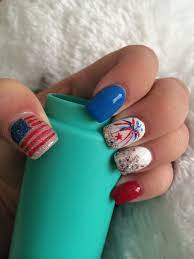 Fun Fourth Of July Nail Design Fireworks American Flag And Glitter Love My 4th Of July Themed Nails This Year Fourth Of July Nails July Nails Nail Designs