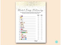 This guide to bridal shower games and activities will help you break the ice and entertain guests. Gold Confetti Bridal Emoji Game Printabell Express