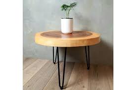 Round Raintree Wood Live Edge Coffee Table 65cm Diameter 45cm Tall Matt Blatt