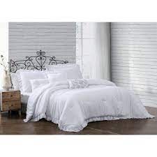 The ruffle diamond 3 piece comforter set includes one soft and luxurious 230 gsm comforter and two matching pillow shams. Queen 6pc Davina Enzyme Washed Ruffle Comforter Set White Geneva Home Fashion Target