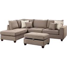Fabric sectional sofa with chaise, 3 power recliners and articulating headrests, created for macy's. Beige Sectional Sofas Living Room Furniture The Home Depot