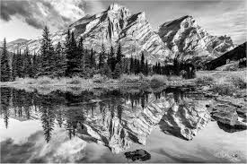 Black And White Beautiful Scenery Drawing Mount Kidd In 2020 Landscape Tattoo Black And White Landscape Landscape Drawings