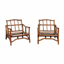 Beautiful Restored Pair of Pagoda Style Loungers by Ficks Reed, circa 1970  - TomRobinsonModern