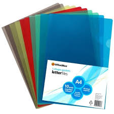 Officemax L Shaped Pockets A4 Assorted Colours Pack Of 10