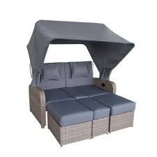 Bahia 3 In 1 Xl Sofa Braun Grau Rattan 150 X 150 Cm Bahia Mit Dach Uvp 1299 95 Rattan Outdoor Bed Sofa