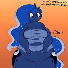 A great format for series/collection presentation; 768555 Questionable Artist Nekocrispy Princess Luna Anthro Bbw Belly Big Belly Blushing Breasts Busty Princess Luna Cleavage Clothes Cute Fat Female Frown Lingerie Muffin Top Obese Princess Moonpig Sequence Wardrobe Malfunction