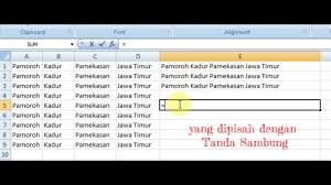 Cara Menggabungkan Kata Pada Beberapa Cell Ke Dalam Satu Cell Di Excel Youtube