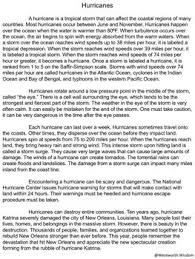 Hurricanes Reading Comprehension Passages Nonfiction Passages Comprehension Passage