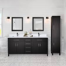 Make the most of your storage space and create an. Combo 72 Dark Brown Double Sink Vanity Set With Linen Cabinet And 2 Mirrors Bath Depot
