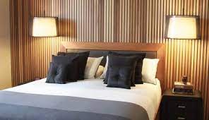 Wood panel feature wall bedroom. Stack Panel Timber Feature Walls