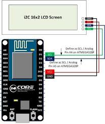 Wiring Nodemcu Esp8266 12e With I2c 16 2 Lcd Screen 14core Com Pinaction Esp8266 12e Arduino Sensoren Arduino Projekte