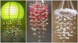 Simple and sweet butterfly baby mobile made with variegated purple paper. Butterfly Chandelier Mobile Diy Tutorials
