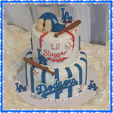 Dodger Themed Baby Shower Cake Baby Shower Cakes For Boys Baby Shower Cakes Shower Cakes