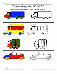Pattern And Colors Vehicles Worksheet Education Com Preschool Math Patterns Preschool Patterns Preschool Math Lessons