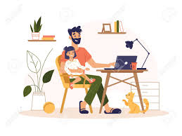 View 1,000 work from home illustration, images and graphics from +50,000 possibilities. Father Work Home With Laptop Freelance Online Office Remote Royalty Free Cliparts Vectors And Stock Illustration Image 150240049