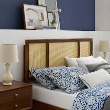 The bondi woven wicker cane wood bed brings a natural light textural look to your bedroom for a contemporary boho style look. Amazon Com Modway Delmare Cane Woven Rattan King Headboard In Walnut