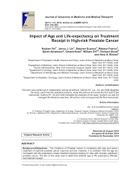 According to the american cancer society, a. Pdf Impact Of Age And Life Expectancy On Treatment Receipt In High Risk Prostate Cancer