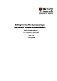 Defining The Role Of The Business Analyst The Business Analysis Service Framework Centaur