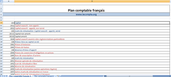 plan comptable français excel