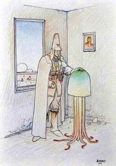 Moebius' original Arzak Medusa illustration