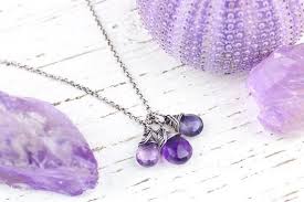 Dark Amethyst Light Amethyst And Iolite Gemstone Trio Necklace This Necklace Features Three Wire Wrapped Gem Iolite Necklace Purple Necklace Amethyst Necklace