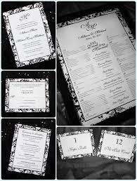 Black Damask Border With Monogram Wedding Invitations