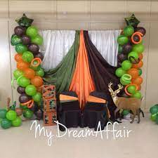 This Weekends Baby Shower Hunters Orange And Camouflage Deers And All Balloons Hunting Camouflage Baby Shower Baby Shower Woodland Baby Shower Backdrop