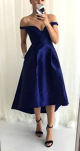 Off The Shoulder High Low Navy Blue Bridesmaid Dress With Pockets Navy Blue Bridesmaid Dresses High Low Bridesmaid Dresses Navy Bridesmaid Dresses