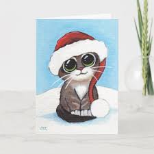 Cute Tabby Kitten Wearing Santa Hat Christmas Card Zazzle Com In 2021 Kitten Drawing Christmas Canvas Art Xmas Drawing