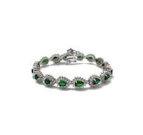 Green & White Pear Shape Bracelet (Silver)