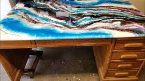 Resin Painting On A Desk I Believe That Is Your Best Piece Yet I Really Love It Fantastic Knowledgeispower Furniture Diy Resin Painting Art Desk