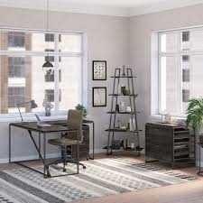 Devaise 3 drawer mobile file cabinet with lock, under desk metal filing cabinet for legal/letter/a4 file, fully assembled except wheels, black 4.6 out of 5 stars 961 $139.99 $ 139. Bush Furniture Refinery 62w L Shaped Industrial Desk And Chair Set With File Cabinets And Bookshelf In Dark Gray Hickory Reviews Wayfair