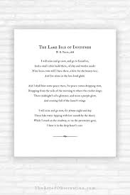 W B Yeats Lake Isle Of Innisfree Poem Print Wall Art Etsy Quotes Poem Quotes Innisfree