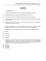 Aktiviti memupuk perpaduan dalam pendidikan. Contoh Soalan Budaya Pembelajaran