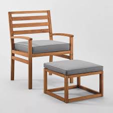 2pc Acacia Wood Outdoor Patio Chair And Ottoman Saracina Home In 2020 Patio Chairs Outdoor Patio Chairs Saracina Home