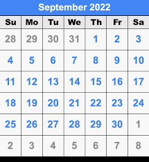 September 2022 Calendar