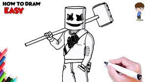 My drawing of marshmello skin. How To Draw Fortnite Marshmello Step By Step Fortnite Skins Drawing Youtube