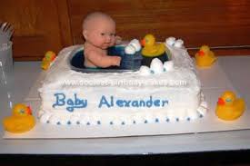 Allow the baby shower cakes to cool completely and then slice them in half. Coolest Baby Shower Bathtub Cake