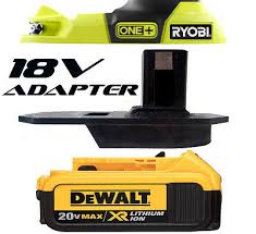 Features allows for use of 20v max* lithium ion batteries in most 18v dewalt tools. Dewalt Battery Adapter To Ryobi 18v One Works With Ryobi 18v One Tools Ebay