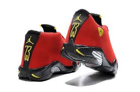 Red Black And White Jordan 14s Air Jordan 14 Ferrari Chilling Red Black Vibrant Yellow For Air Jordans Jordans Jordan 14
