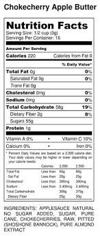 Chokecherry Apple Butter Nutrition Label Canning Oven