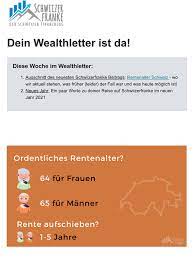 Nachdem die reform der altersvorsorge an der urne gescheitert ist, nimmt der bundesrat einen. Schwiizerfranke Rentenalter Schweiz Was Du Wissen Solltest Milled