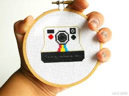 Nerdy cross stitch i made for fun. Diy Nerdy Cross Stitch Kit Polaroid 005 Complete With Geeky Beginner Embroidery Tutorial Cross Stitch Kit Cross Stitch Embroidery For Beginners