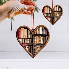 Book Heart Christmas Ornament, Bookstore Ornament, Reading Books Car  Ornament, Bookworm Ornament Gift, Library Hanging Ornament TD-1017-KCBK