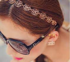 Aaishwarya Golden Floral Fashion Hairband Flower Girl Hair Accessories Hair Accessories For Women Girls Hair Accessories