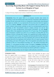 Indicate your certifications and licenses. Pdf Knowledge Regarding Basic Life Support Among Nurses Of A Tertiary Level Hospital Of Nepal