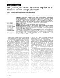 Pdf Illness Disease And Sickness Absence An Empirical Test Of Differences Between Concepts Of Ill Health